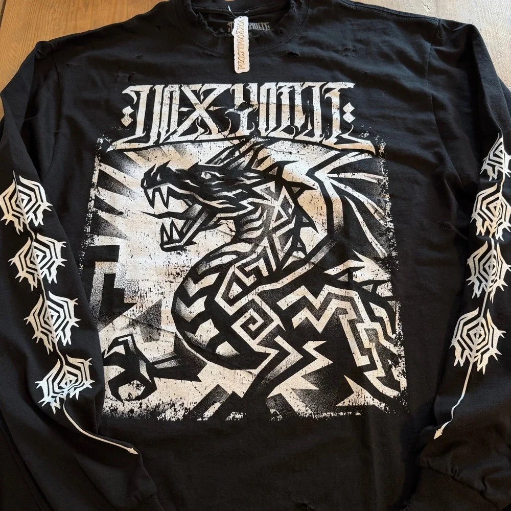 Vox Yomi Doom Metal Band Tee Long‎ Sleeve Distressed Dragon XL Japan Tour 2026